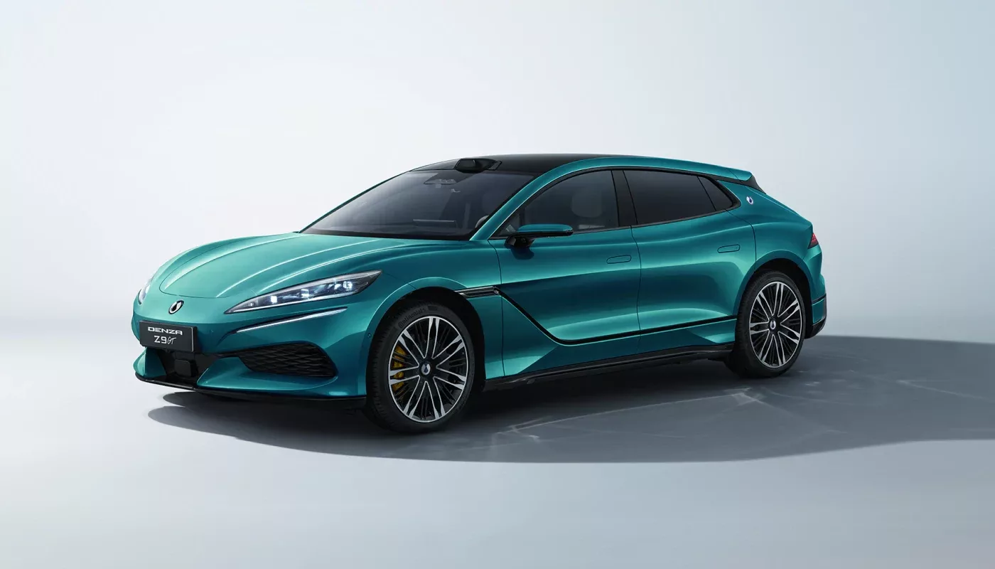 DENZA Z9GT verte 2026 vue trois quarts avant